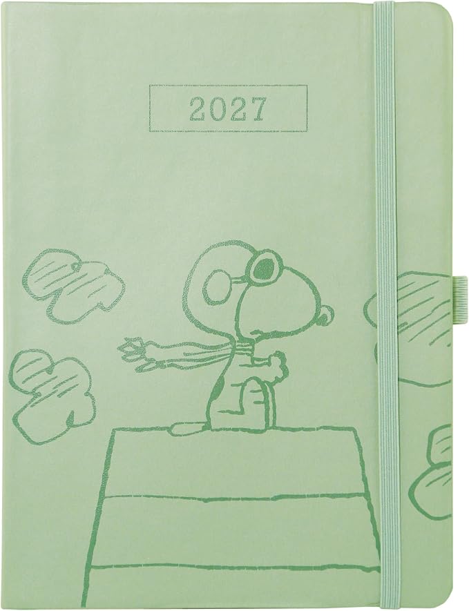 Graphique Peanuts 18 Month Planner, July 2026 – Dec. 2027, Hardbound Vegan Leather Planner with Monthly Tabs, Holidays & Reminder Stickers, 6” x 8”