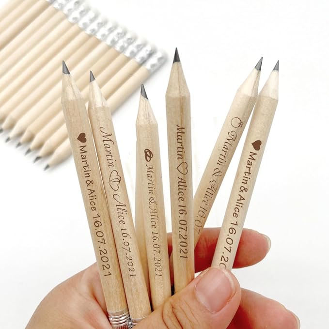 Personalized Name Pencils,Bridal Shower Pencils for Games, mini Pencils with Eraser, Personalized Golf Pencils, Half Pencils with Eraser, Wedding Favors for Guests Bulk (20 PCS)