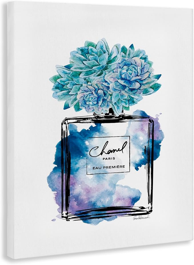 Watercolor Perfume Bottle Floral, 24 x 30 Inch Canvas Wall Art | Stupell Industries · By Amanda Greenwood · Ready to hang · Ideal for bedroom or office · Made in USA