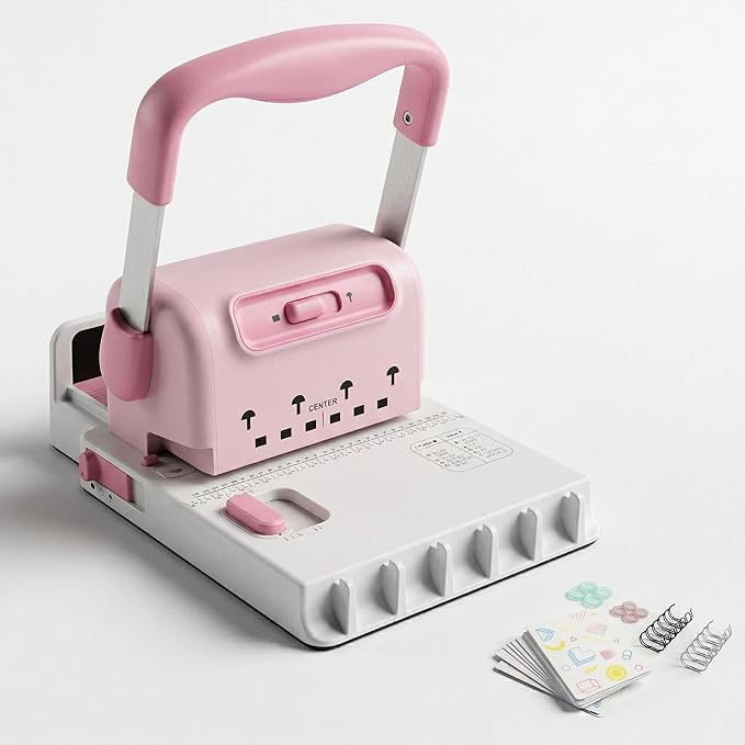 Spiral Cinch Binding Machine - Punches 30 Sheets - 2 in 1 Wire & Disc - Portable Book Binding Kit for DIY Booklets, Journals, Planners & Scrapbooks, Includes Starter Accessories