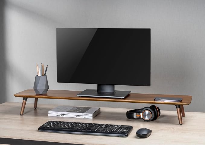 Desk Shelf for Top of Desk (Mahogany) Mid Century Modern Monitor Stand (39.37 × 9.45 × 4.72 inches)