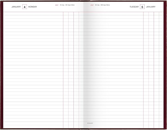 AT-A-GLANCE 2027 Daily Planner, Standard Diary, 7.75" x 12" Journal with Checklist, Hardcover, Red (SD3771327)