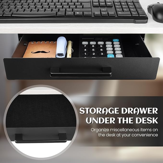 Under Desk Drawer Slide Out,Under Desk Shelf,Drawers for Under Desk,Home Office Storage Organizer, Black（12inch）