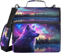 Stars Wolf Print Zipper Binder Bag 3 Ring with Shoulder Strap & Handle Multi Pocket Binder Organizer Bag Large Capacity for School Office Supplies