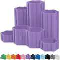 Glassboard Studio Hexaflex Organizer Set - Pen and Pencil Holder for Desk, Versatile Hexagon Design, Adjustable Dividers, 12 Color Options - Desk and Office Organization (Periwinkle Purple)