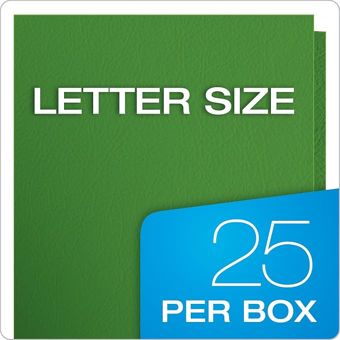 Oxford Two Pocket Folders, Textured Paper, Green, For School, Home, and Office, Letter Size, 25 Per Box (57503EE)