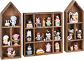 Ikee Design 3-Pc Wooden Shadow Box Shelf for Collectibles | 17 compartments Wooden Shadow Cubby Box Display Shelf Organizer Storage Shadow Box for Collectibles, Figures, Black
