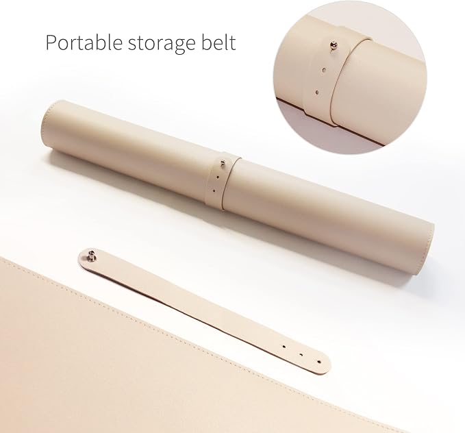 RENMTURE Dual-Sided Mouse Pad, Natural Cork & PU Leather Large Desk Pad for Office and Home Work, Desk Protector Non-Slip, Waterproof, Easy Clean (Apricot, 36"x17")