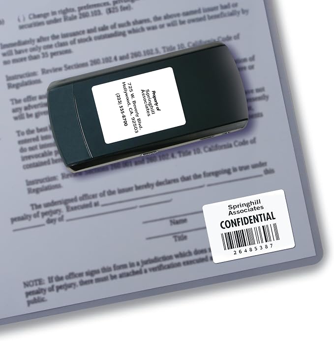 Avery® Durable White Cover up ID Labels for Laser Printers, 1.25" x 1.75", Pack of 1600 (6576)