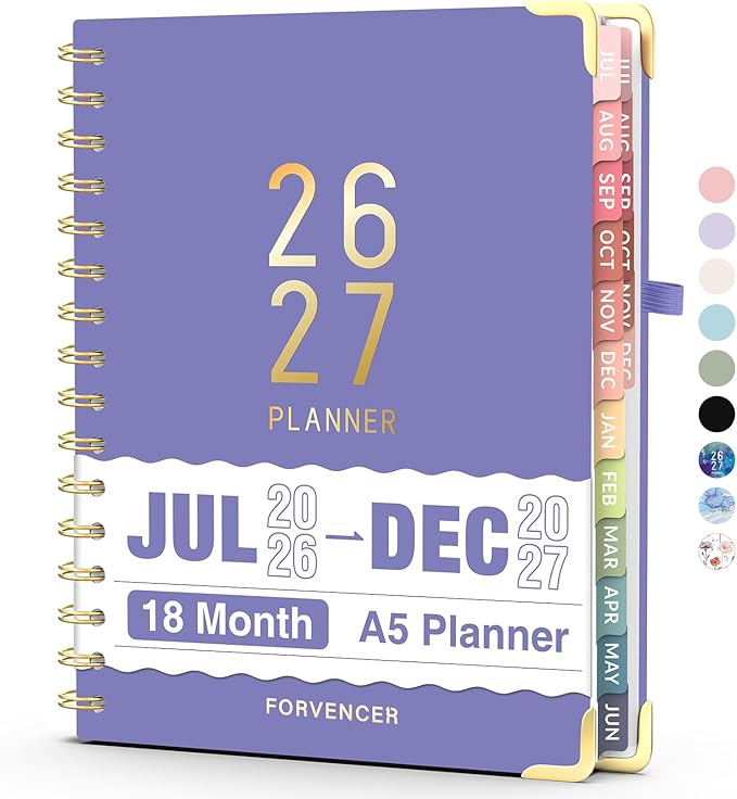 Jul 2026 - Dec 2027 Planner, Forvencer 18 Month Planner 2026-2027, 6" x 8"