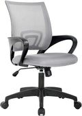 BestOffice Ergonomic Office Chair | Mid-Back Swivel Desk Chair | Grey | with Lumbar Support, Adjustable Height & Breathable Backrest | Sponge Seat & Rolling Wheels | for Home, Office | Pack of 1