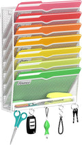 8-Tier Wall File Organizer with Hook, Hanging File Organizer White | Wall-mounted mail storage holds papers, folders, files, clipboards and magazines, assembly required for office or home use.