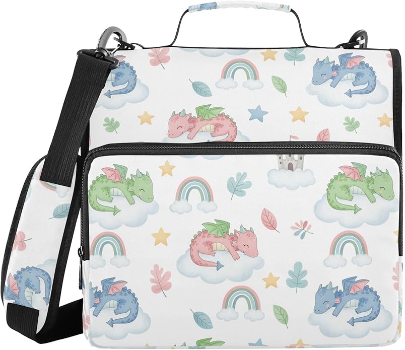 Zipper Binder Bag 3 Ring File Folder Portfolio Organizer Zippered Binder Bags with Strap Fits Laptop Women Men