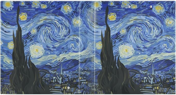 3 Ring Binder Starry Night Art Painting 1.5 Inch Binders A4 Size Cute Decorative Hardcover with 3 Interior Pockets Binder Organizer for Home School Office Supplies, 2 PC