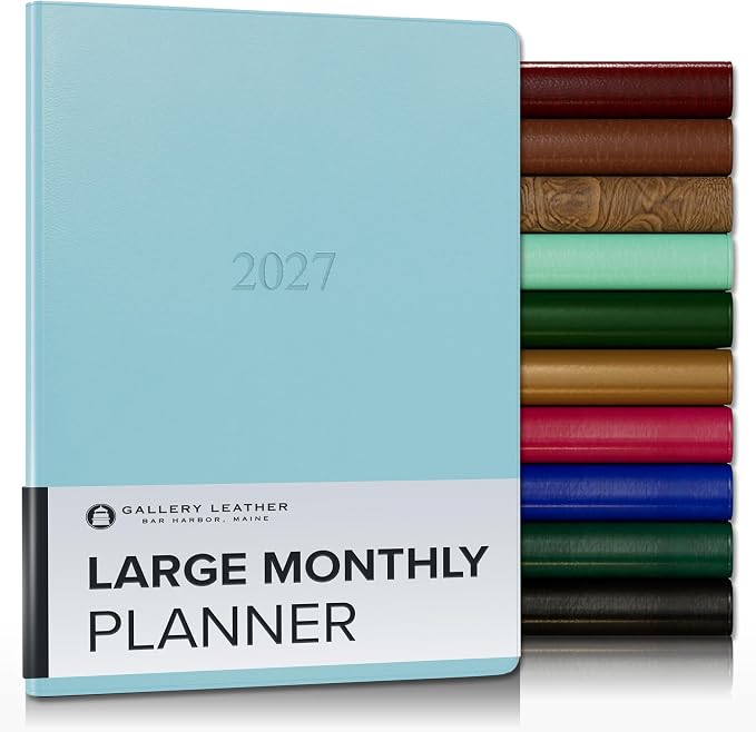 Gallery Leather Large Monthly Planner 2026-2027 Caribbean Aqua