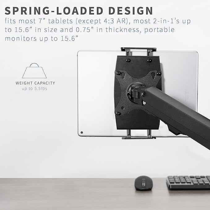 VIVO Universal VESA Mount Adapter for Tablets, 2-in-1 Laptops, & 15.6 inch Portable Monitors, Max VESA 100x100, Adjustable Laptop Holder, Black, MOUNT-UVM02