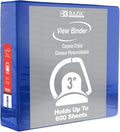 BAZIC Products 3" Blue 3-Ring View Binder, Slant-D Ring, 2 Pockets | 2 inside pockets, 3 in Blue view 3-ring binder, slant-D rings, holds up to 600 sheets, Durable poly cover