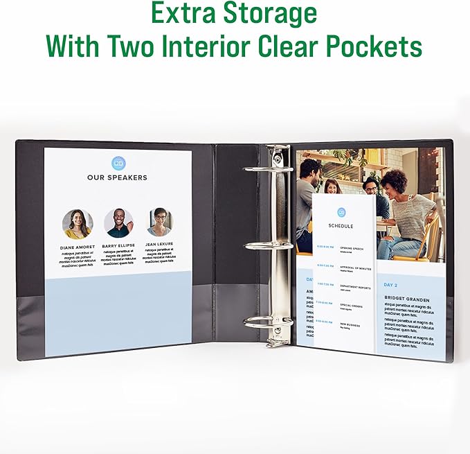 Office Essentials Economy View 3 Ring Binders, 2" Round Rings, 2.8" Spine, 375-Sheet Capacity, White Binders (12-Pack of 03428)