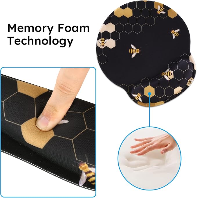 iCasso Honeycomb Mousepad 35.4"x15.7", Desk Protector for Workspace | Travel Mousepad Set with Keyboard Wrist Rest, Stylish Ergonomic Desk Pad for Computer Vanity Office Workspace Area