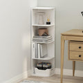 Furinno Reed Corner Shelf, 4-Tier Corner Bookshelf, Book Shelf, Corner Shelves, Storage Rack, for Organization and Storage, Home Office, Living Room, White