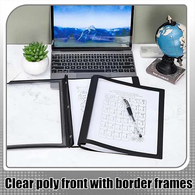 Teling 72 Pcs Report Covers with 3 Prong Fasteners Clear Front Presentation Folders Frame View Poly Report Folder Presentation Binder for Paper Document School Office (Black)