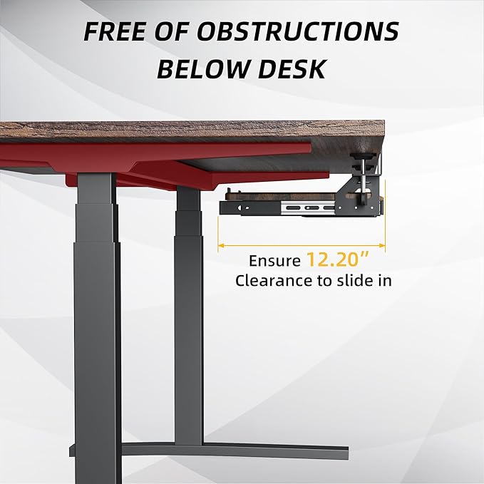 ETHU Keyboard Tray Under Desk, 19.7" X 12.2" Small Size C Clamp Keyboard Drawer Under Desk, Computer Keyboard Stand Slide Pull Out, Ergonomic Keyboard Tray for Home, Office (Wood)