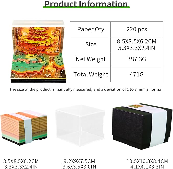 3D Time Piece Calendar, 2027 Desk Calendar With LED Light, 3d Tree Memo Pad Creative Desk Calendar, Christmas Gift for Colleague Friend, Desktop Decoration