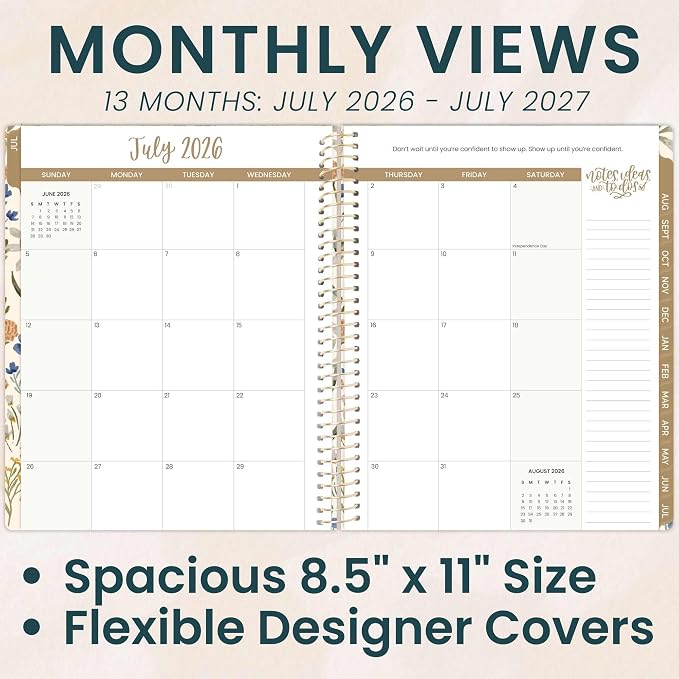 bloom daily planners 2026-2027 (8.5" x 11") Academic Year Day Planner (July 2026 - July 2027) - 13 Months Weekly & Monthly Agenda Organizer with Stickers & Tabs - Whimsical Wildflowers