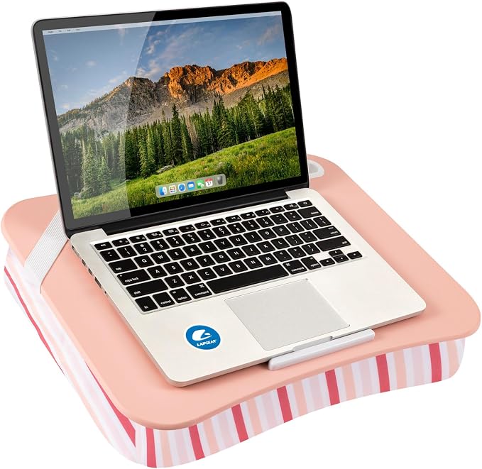 LAPGEAR Designer Lap Desk – Pink Stripes, Fits 15.6" Laptops