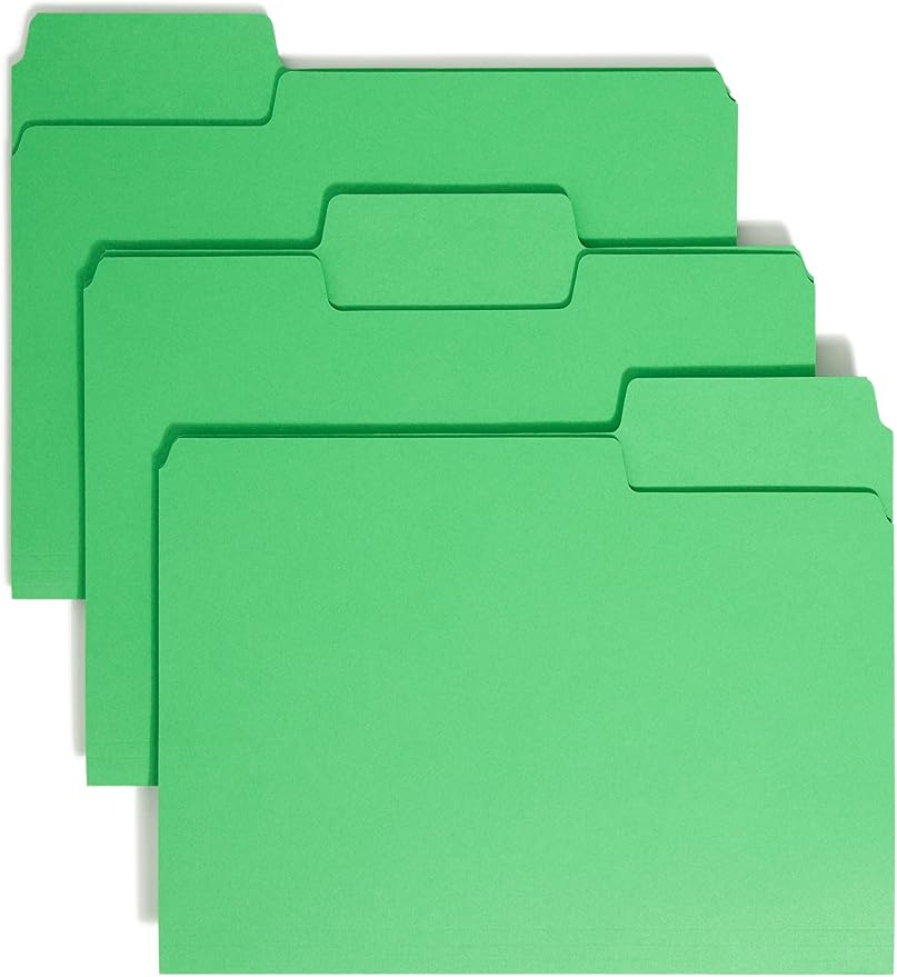 Smead SuperTab File Folder, Oversized 1/3-Cut Tab, Letter Size, Green, 100 per Box (11985), Pack of 1