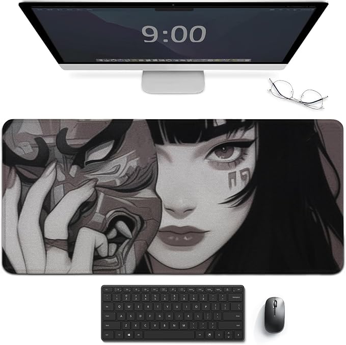 Large Mouse Pad Gaming Mousepad Female Samurai Anime Girl Cool Retro Japanese Desk Mat Big Mousepad Extended Keyboard Computer Pad Office Desk Organizers and Accessories 40x90cm, Style