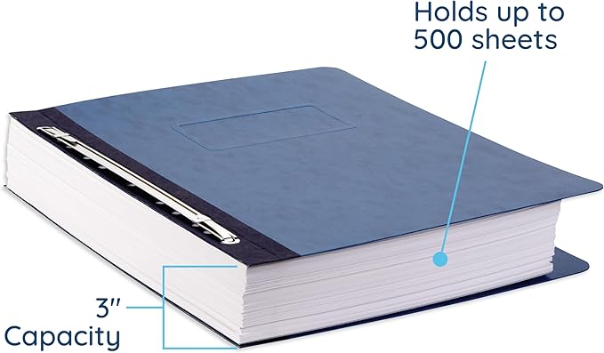 Blue Summit Supplies 25 Pressboard Report Covers, Side Fastener, Navy | Heavy-duty 25pt pressboard, metal prong side fastener, letter size, for reports and business presentations