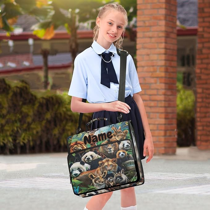 Custom Animals 3 Ring Binder Bag 1.5 inch Personalized Name Binder Organizer 500 Sheet Documents Storage for School Office