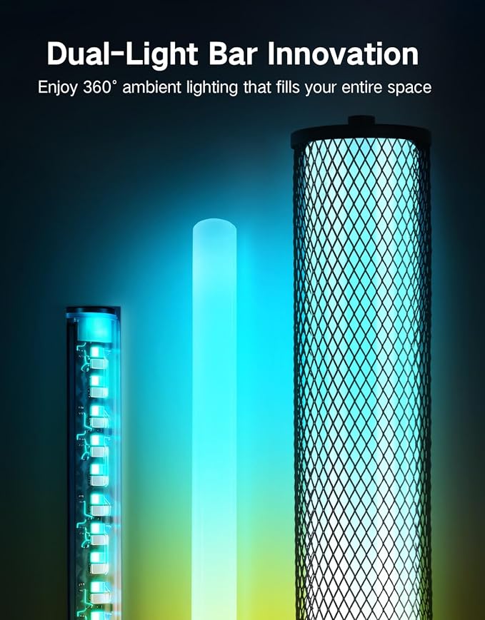 OUTON LED Floor Lamp with Remote & APP Control, Tall Standing Lamp, 16 Million Colors, 32 Scene Modes & Music Sync, Modern Corner Lamps for Living Room, Bedroom, Gaming, Black & Metal Lampshade