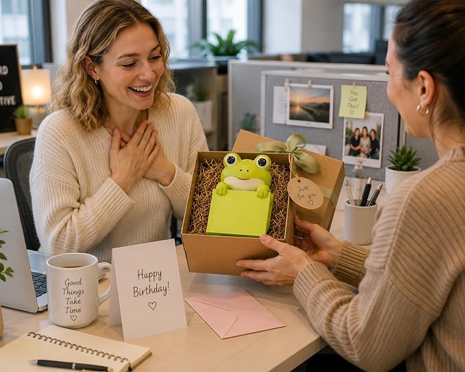 Frog Pop-Up Sticky Note Dispenser for 3 x 3 in Notes, Green | Includes 100 sheets; handmade resin decor for office, home or classroom; gift for teachers, coworkers and frog lovers