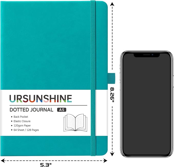 Dotted Journal/Notebook - Dot Grid Hard Cover Notebook, 5.3'' x 8.26''