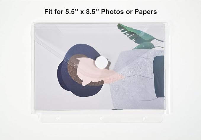 Plastic 3 Ring Binder Pockets Clear Pouches for 5.5’’ x 8.5’’ Paper Folder Organizer Hook Loop Closure 10 Pack