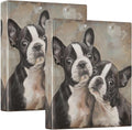 Boston Terrier Puppies Brown 1.5 Inch Binders 3 Ring for Letter Size Holds 200 Sheets Notebook Binder with Clipboard for Women or Men 2 Pack