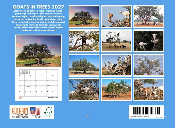 Goats In Trees Calendar 2027 Goat Monthly Wall Calender 12 Month