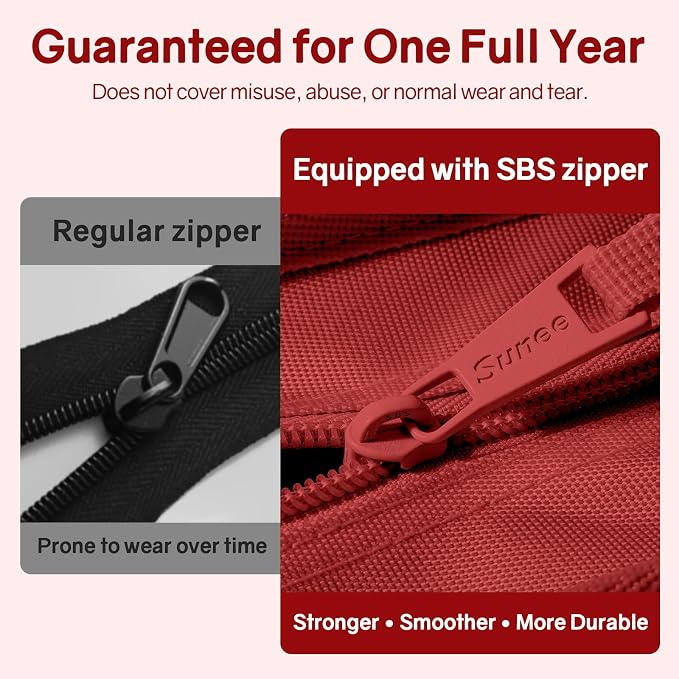 SUNEE Zippered Binder Bag with Handle, 2-Inch 3-Ring O-Ring, 500-Sheet Capacity, Includes Zip Pocket, 5-Tab Expanding File Folder, Multi-Pocket Organizer Binder for Middle School, Bright Red