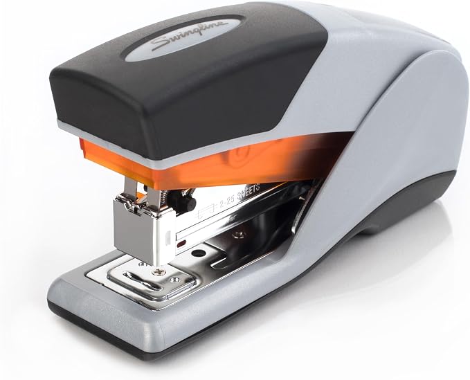 Swingline Stapler, Desktop Stapler, Compact Size, 25 Sheet Capacity, Optima 25 Reduced Effort, Orange/Gray (66412)