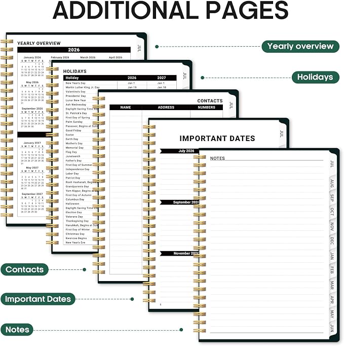 Taja Planner 2026-2027, Jul 2026-Jun 2027 Monthly & Weekly Calendar Planner | 6.3" x 8.5", Hardcover Academic Calendar, Teacher Student Agenda Book with Tabs, School Office Supplies, Insects in Blooms
