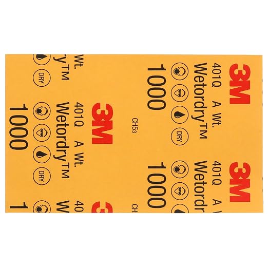 3M Wetordry Abrasive Sheet, 401Q, 02021, 1000+ Grade, 5 1/2 in x 9 in | 50 Sheets, Fast Cutting, Auto Body Sanding, Paint Finishing