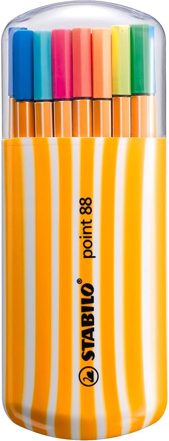 STABILO Fineliner point 88 - Zebrui Case - 20 pcs - Assorted Colours - incl 5 neon