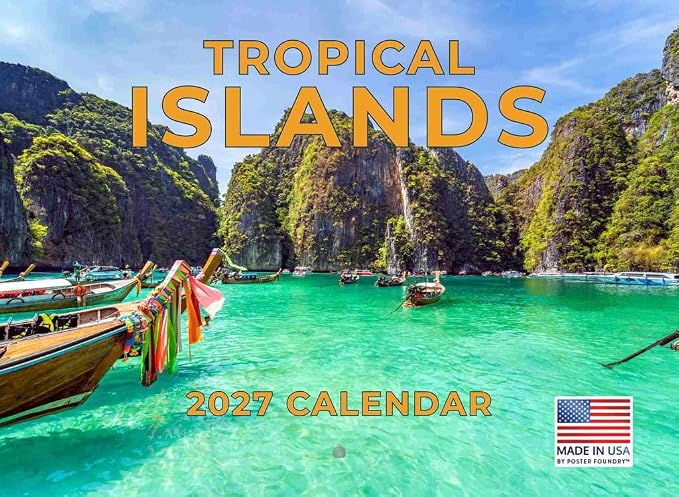 Tropical Island Calendar 2027 Monthly Wall Calender 12 Month