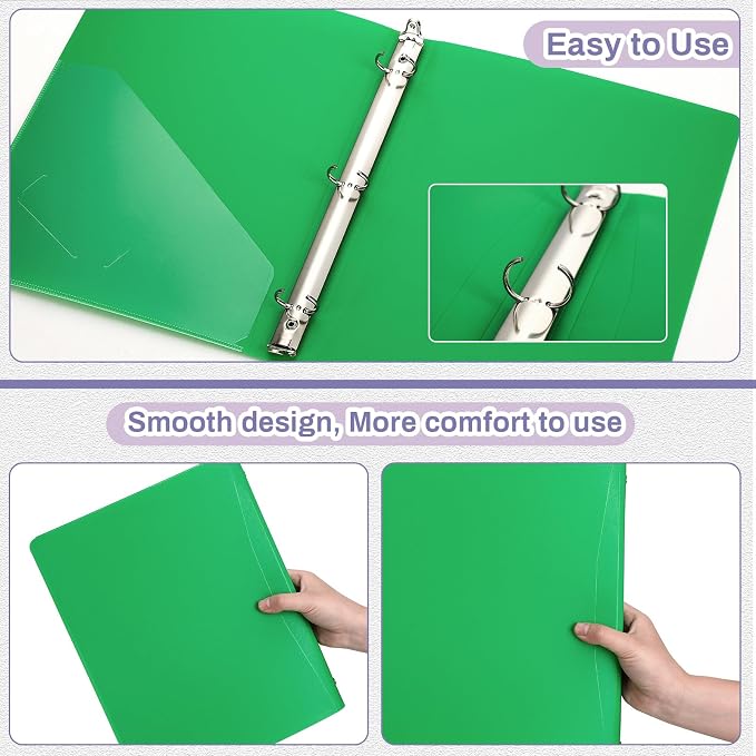 CHENGU 12 Pack Plastic 3 Ring Binders 0.79 Inch with Pocket | Flexible Soft Binder, Assorted Colors, Holds 200 Sheets, Round Ring, School Office Meeting Supplies