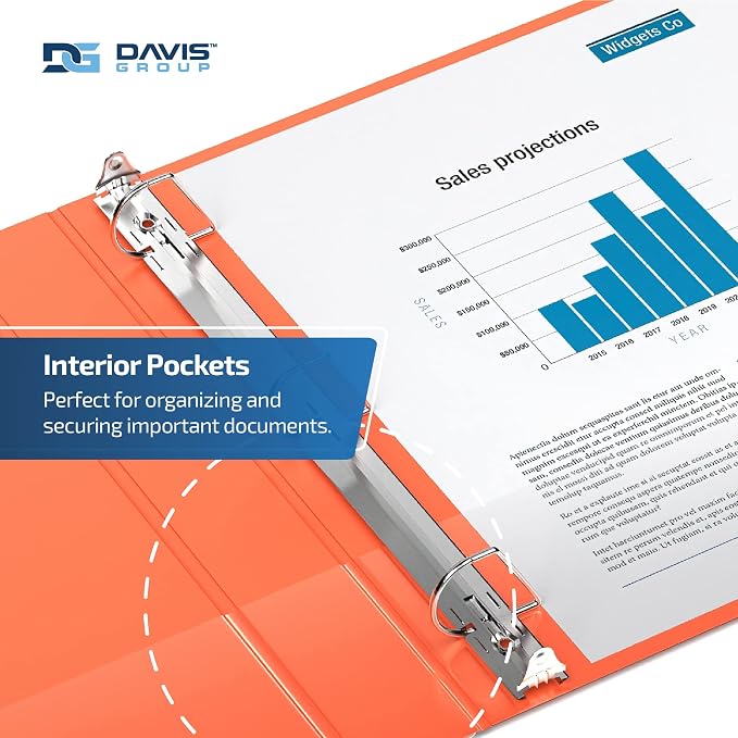 Premium Economy 3-Ring Binder, Spine Label, 2" D Rings, 6 Pack | Heavy-duty binder, fits 8.5" x 11" paper, orange, customizable spine, made in Canada, ideal for school or office use