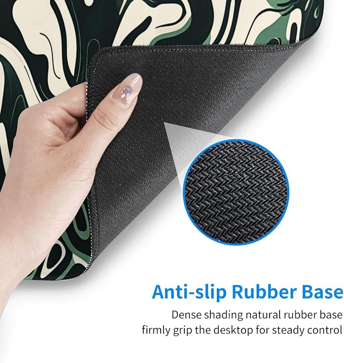 XXL Gaming Mouse Pad 31.5x15.7 Inch, Topographic Green White Desk Mat | Abstract Topographic Design with Waterproof Non Slip Rubber Base, Extended Keyboard Mouse Mat for PC Laptop Office & Gaming