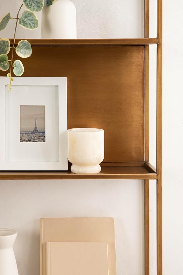 Kate and Laurel Nomi Modern Metal Bathroom Wall Shelf; 18 x 6 x 32; Gold; Contemporary Sleek Tiered Metal Shelves for Wall Decor; Display; and Over-the-Toilet Storage