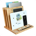 Bamboo Wood Desk Organizer: 3-Tier File Holder, Mail Organizer, Non-Slip Design, Effortless Assembly, Perfect for Desk System